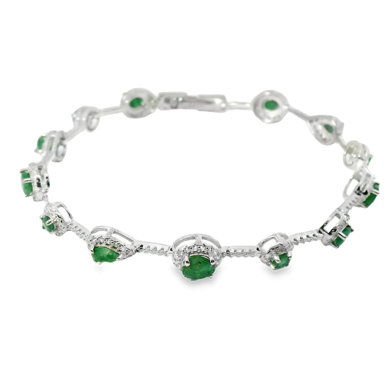 Pulsera Piedra Natural con Circonias de Broche Esmeralda