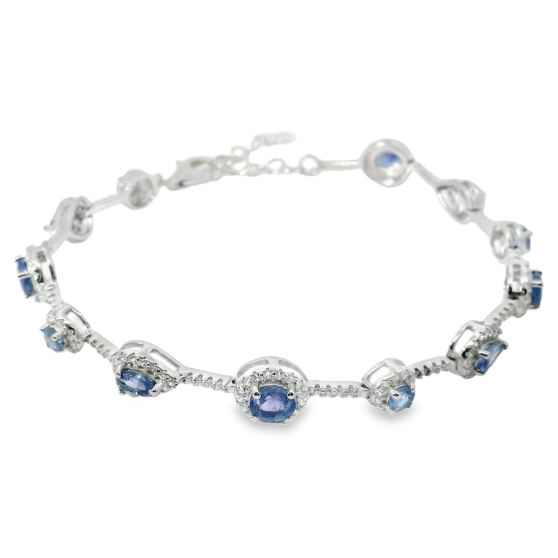 Pulsera Piedra Natural con Circonias de Broche Amatista