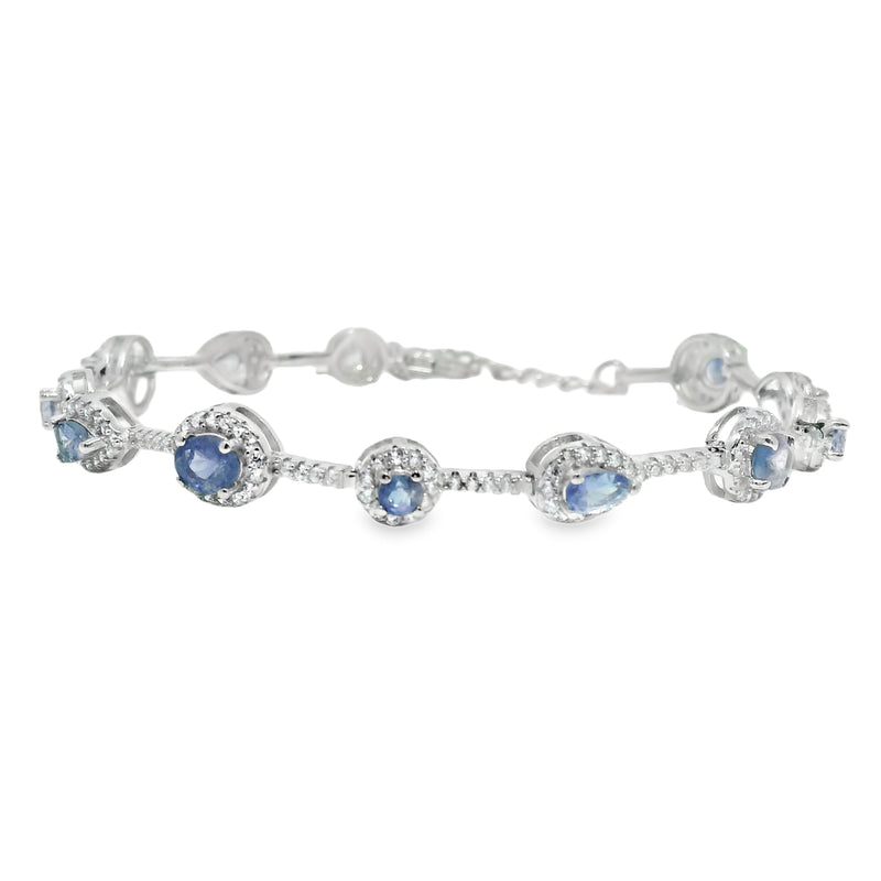 Pulsera Piedra Natural con Circonias de Broche Amatista