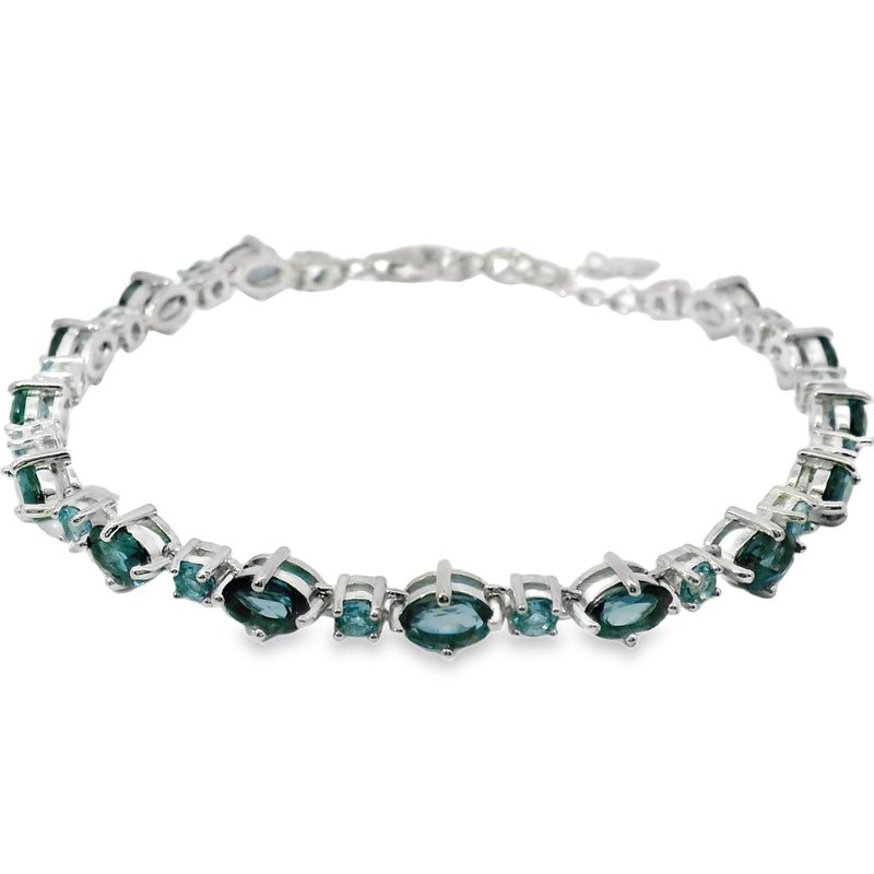 Pulsera de Piedra Natural Circulos y Ovalos Zafiro con Aguamarina