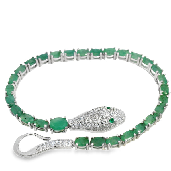 Pulsera Piedra Natural Víbora de Circonias Esmeralda