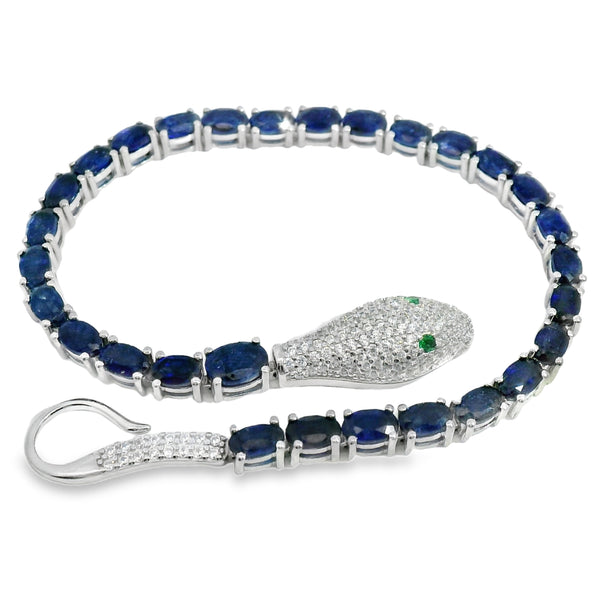Pulsera Piedra Natural Víbora de Circonias Zafiro