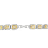 Pulsera de Piedra Natural Rectangular con Circonias Amatista