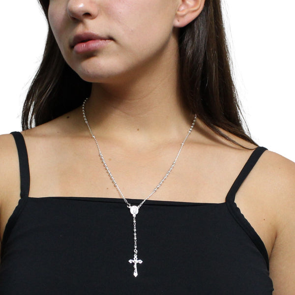 Rosario De Plata De Cuencas Lisas