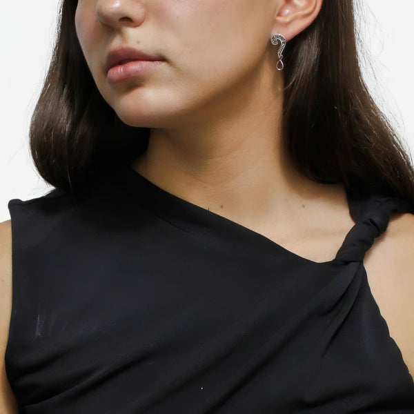 Aretes De Marquesita y Piedras Preciosas De Plata