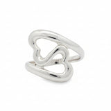 Anillo de Plata Con Doble Corazón 7