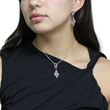 Juego De Rombos Entrelazados Plata Con Piedras Preciosas