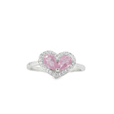 Anillo Circonia de Corazón Rosa / 6