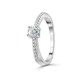 Anillo Solitario De Plata Con Circonia Circonia / #5