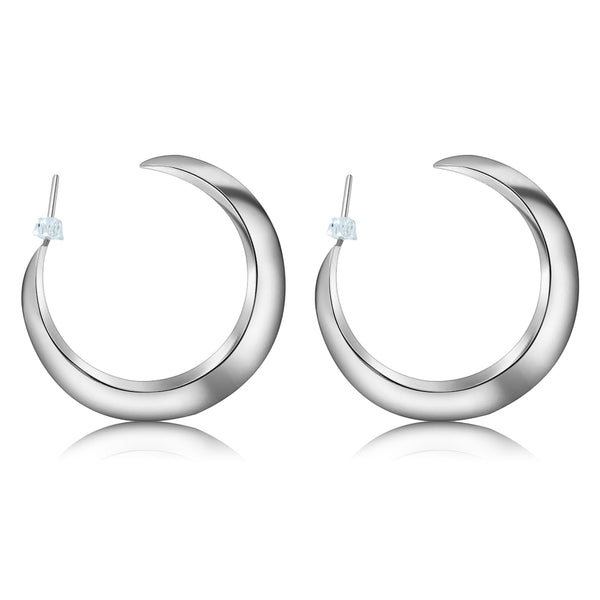Arracadas Anchas De Plata Lisa