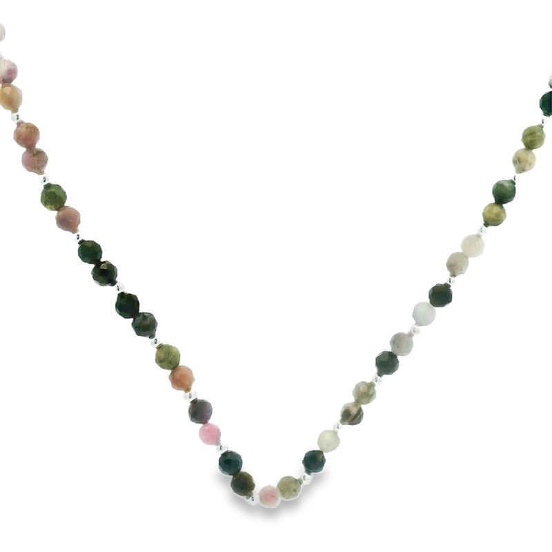 Collar de Turmalinas con Bolitas de Plata Lisa