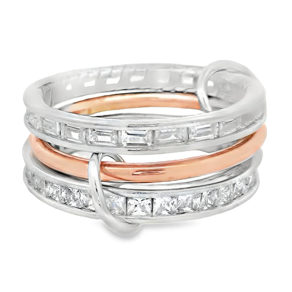 Anillos Unified con Chapa de Oro rosa y Circonia