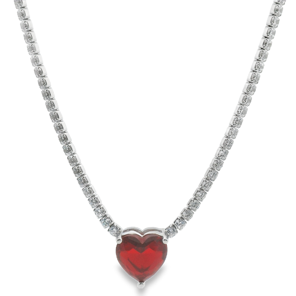 Collar de Tenis con Corazón de Circonia