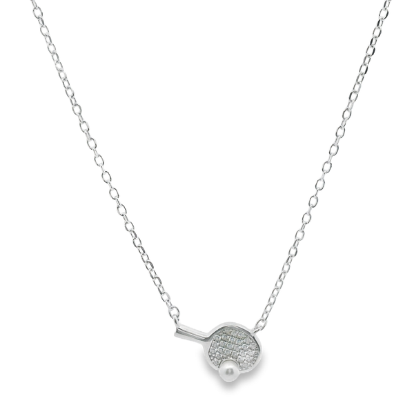 Collar Raqueta con  Perla