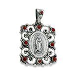 Medalla de la Virgen de Guadalupe con Perlas Rojo