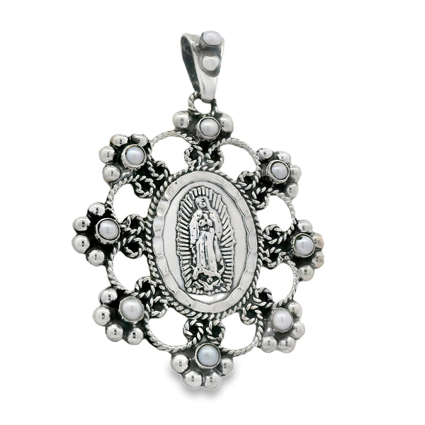 Medalla de la Virgen de Guadalupe con Perlas Perla
