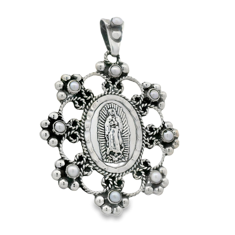 Medalla de la Virgen de Guadalupe con Perlas Perla