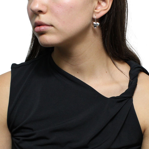 Aretes De Corazón Inflado Con Flor