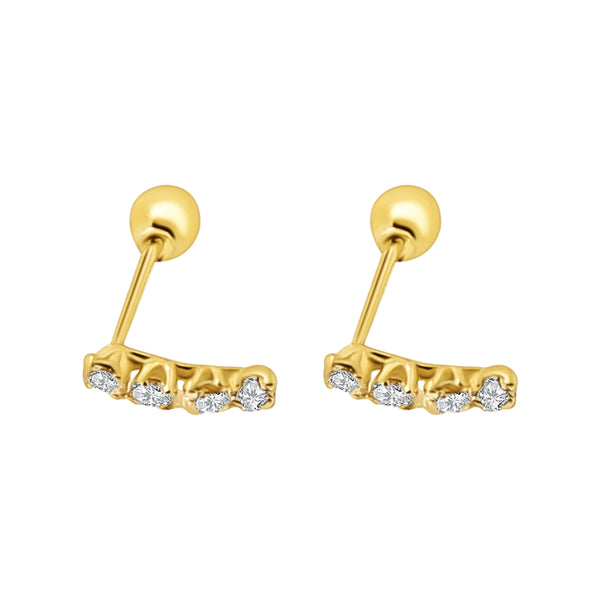 Aretes De Oro Barra Con Circonias