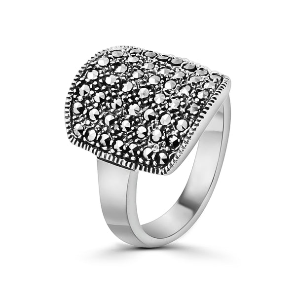 Anillo Cuadro De Plata Con Marquesita #5.5