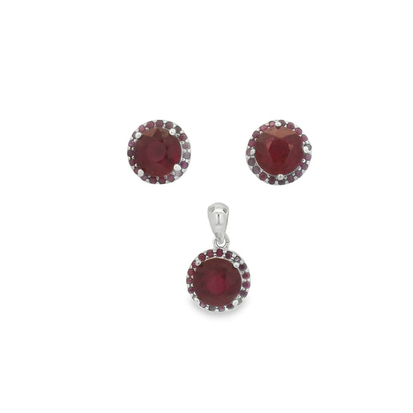 Juego de Plata con Piedras Preciosas Rubi