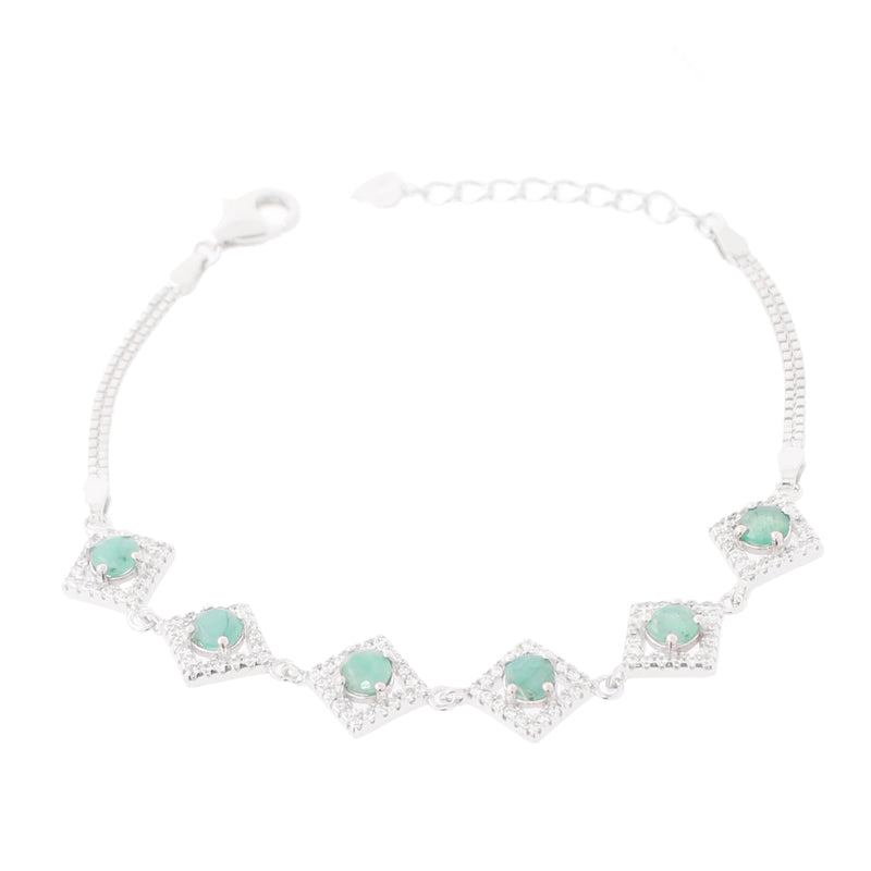 Pulsera Rombos de Piedra Natural y Circonia