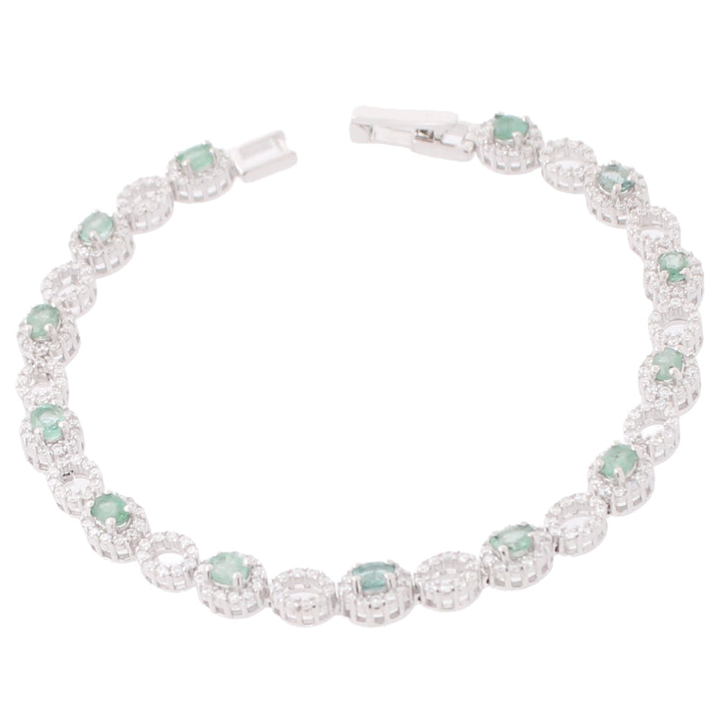 Pulsera Óvalos de Piedra Natural con Circonias