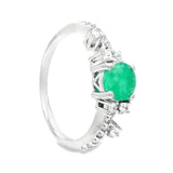 Anillo Solitario De Plata Con Piedra Natural Y Circonia Zafiro / #6