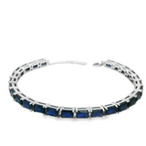 Pulsera De Plata Con Piedras Preciosas Zafiro / Largo 19-22 cm
