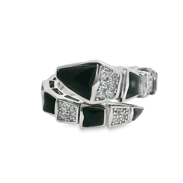 Anillo Circonia Doble Vibora con Color 6 / Verde