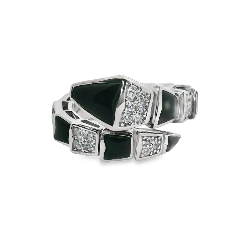 Anillo Circonia Doble Vibora con Color 6 / Verde