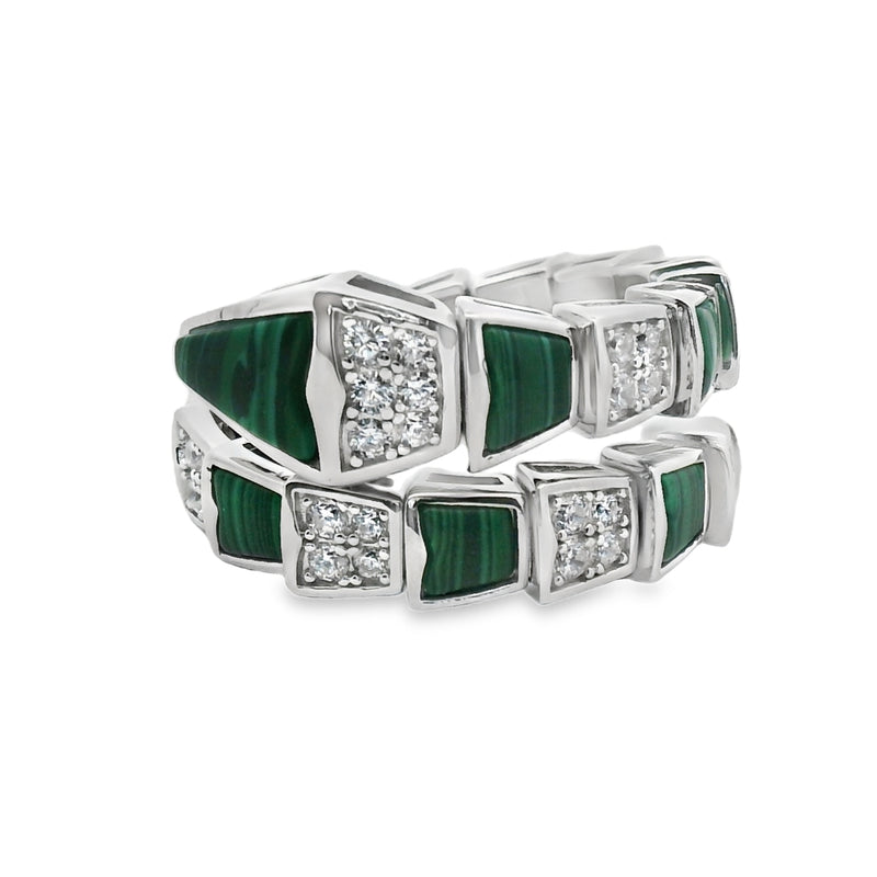 Anillo Circonia Doble Vibora con Color 6 / Verde