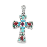 Cruz de Plata con Piedras Turquesa con amatista