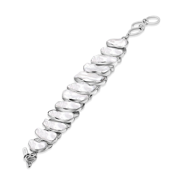 Pulsera Ancha Con Madre Perla 19.5 cm