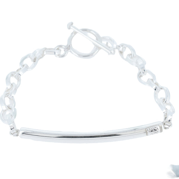 Esclava De Plata Con Placa Tubular