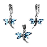 Juego De Plata Con Marquesita Y Circonia Libélula Marquesita y Circonia / Blanco