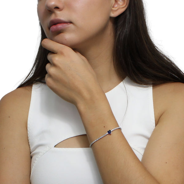 Pulsera Tenis de Corazón con Circonia