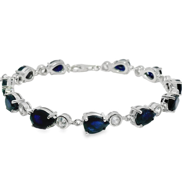 Pulsera de Piedra Natural de Gota con Circonias Zafiro