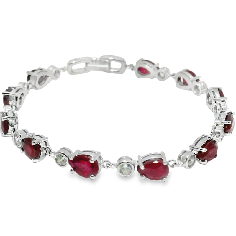 Pulsera de Piedra Natural de Gota con Circonias Rubi
