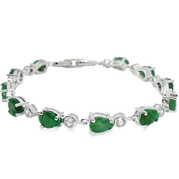 Pulsera de Piedra Natural de Gota con Circonias Esmeralda