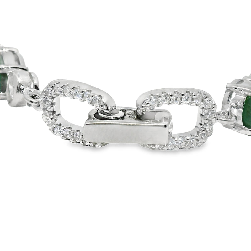 Pulsera de Piedra Natural de Gota con Circonias Esmeralda