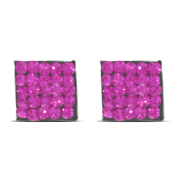 Arete Cuadrado de Cristal Rosa