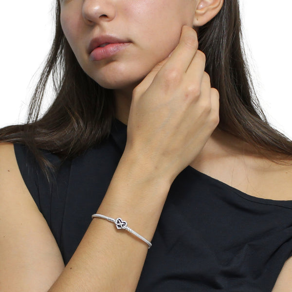 Pulsera Para Dijes con Broche de Corazón Infinito