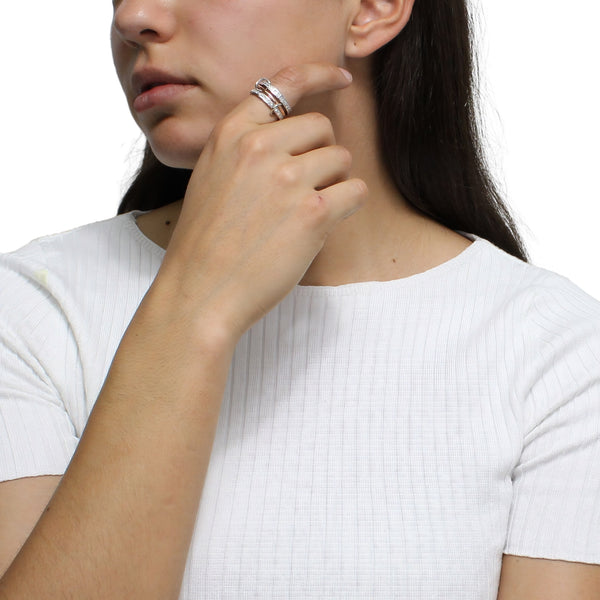Anillos Unified con Chapa de Oro rosa y Circonia