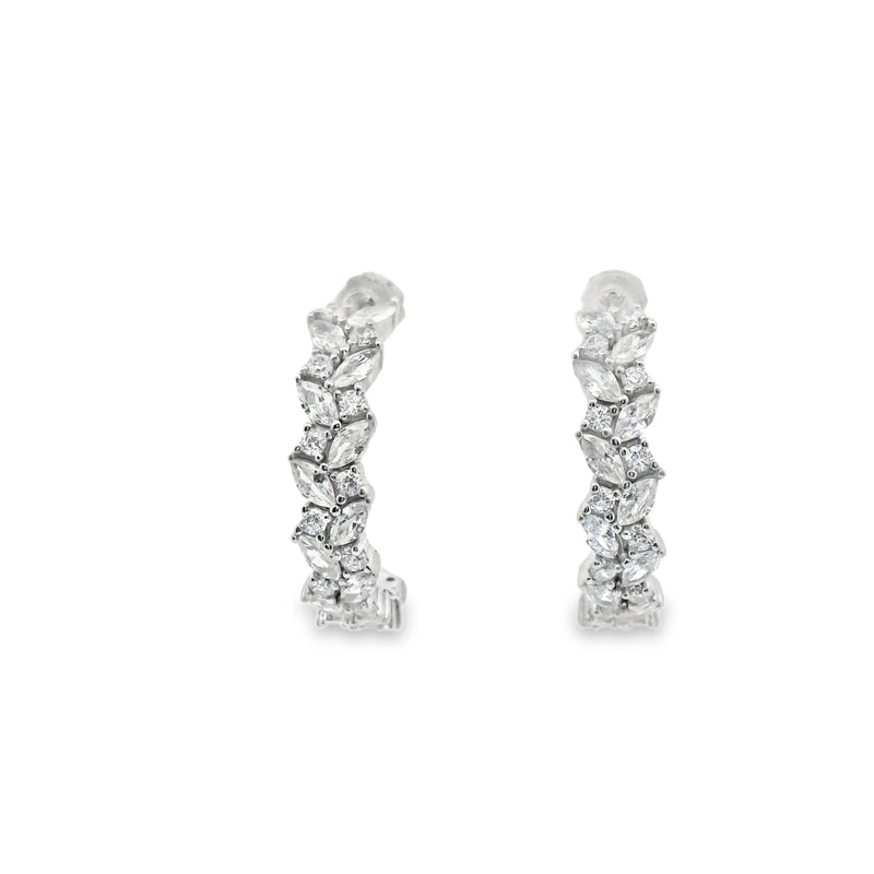 Aretes Hoja de Circonias Blanco