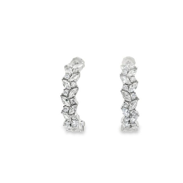 Aretes Hoja de Circonias Blanco