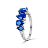 Anillo Con Piedras Preciosas De Plata #6 / Zafiro