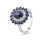 Anillo de Flor de Piedras Preciosas con Circonia #6 / Zafiro