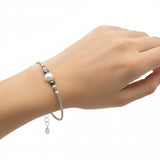 Pulsera Rigida de Plata con Cuenca