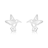 Aretes De Colibrí Silueta De Plata